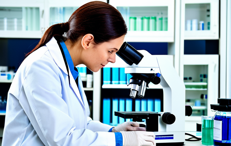 Biomedical Research**
"A dedicated laboratory technician in a fully clothed lab coat, working meticulously at a microscope in a bright, modern biomedical research lab. Safe for work, appropriate content, perfect anatomy, natural proportions. The lab is filled with advanced equipment and colorful cell cultures. Professional setting, modest clothing, family-friendly, high quality."
**