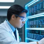 임상병리사 팀워크 강화 방안 - **Prompt 1: Transparent Communication in a Modern Clinical Lab**
A vibrant, medium shot of a div...