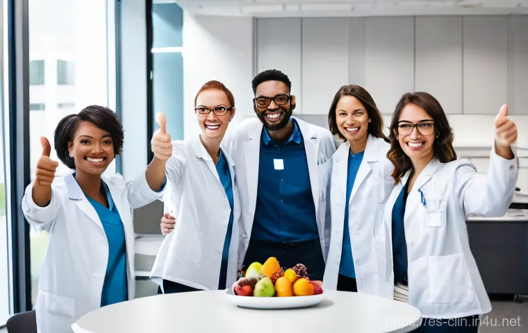 임상병리사 팀워크 강화 방안 - **Prompt 1: Transparent Communication in a Modern Clinical Lab**
    A vibrant, medium shot of a div...