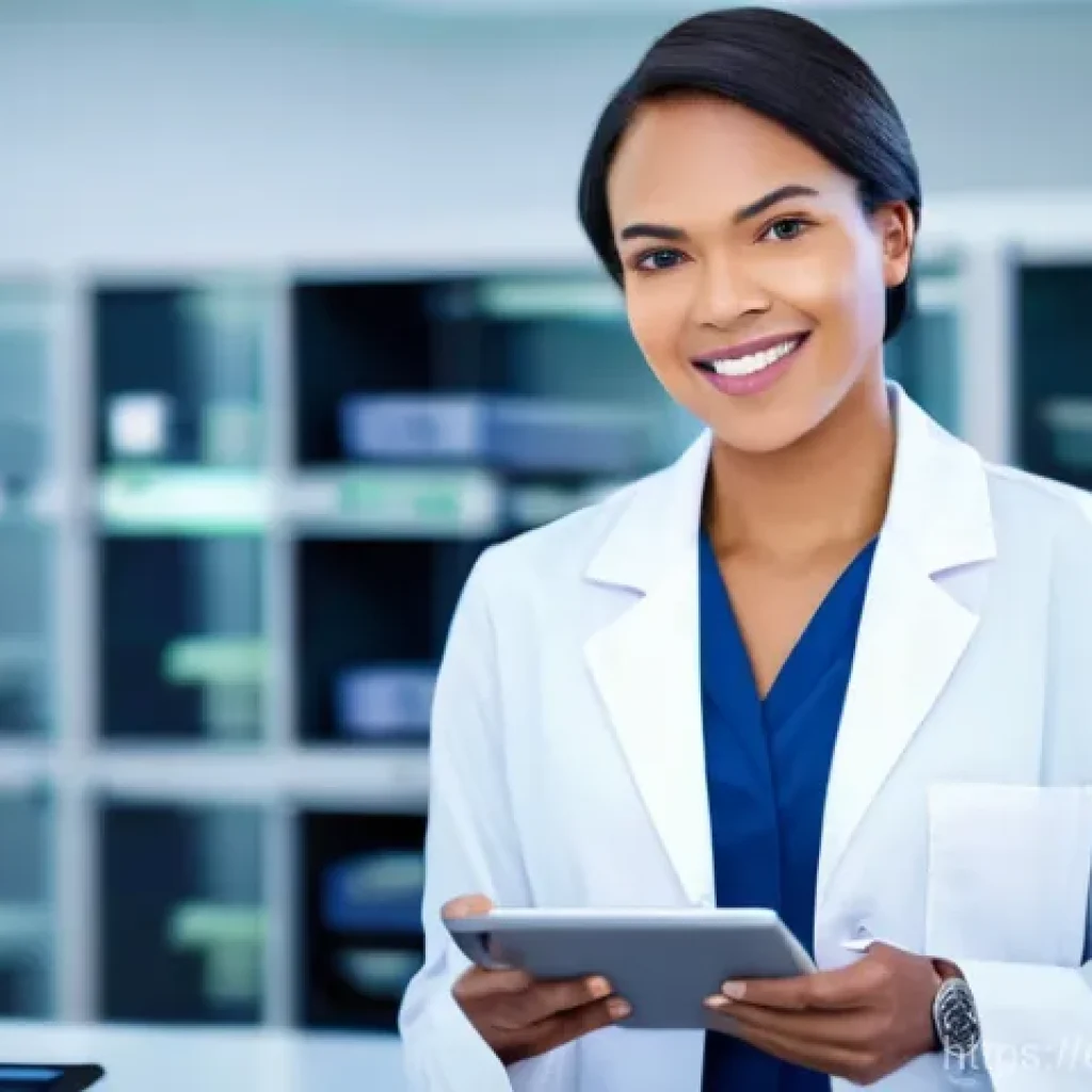 임상병리사 연말 성과평가 대비법 - **Prompt 1: Dominating the Narrative of Success**
"A confident, diverse female lab professional ...