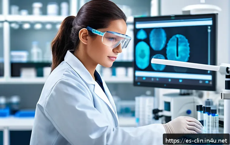 임상병리사 이직 성공 전략 - A professional clinical laboratory technician in a modern laboratory setting, wearing a clean white ...